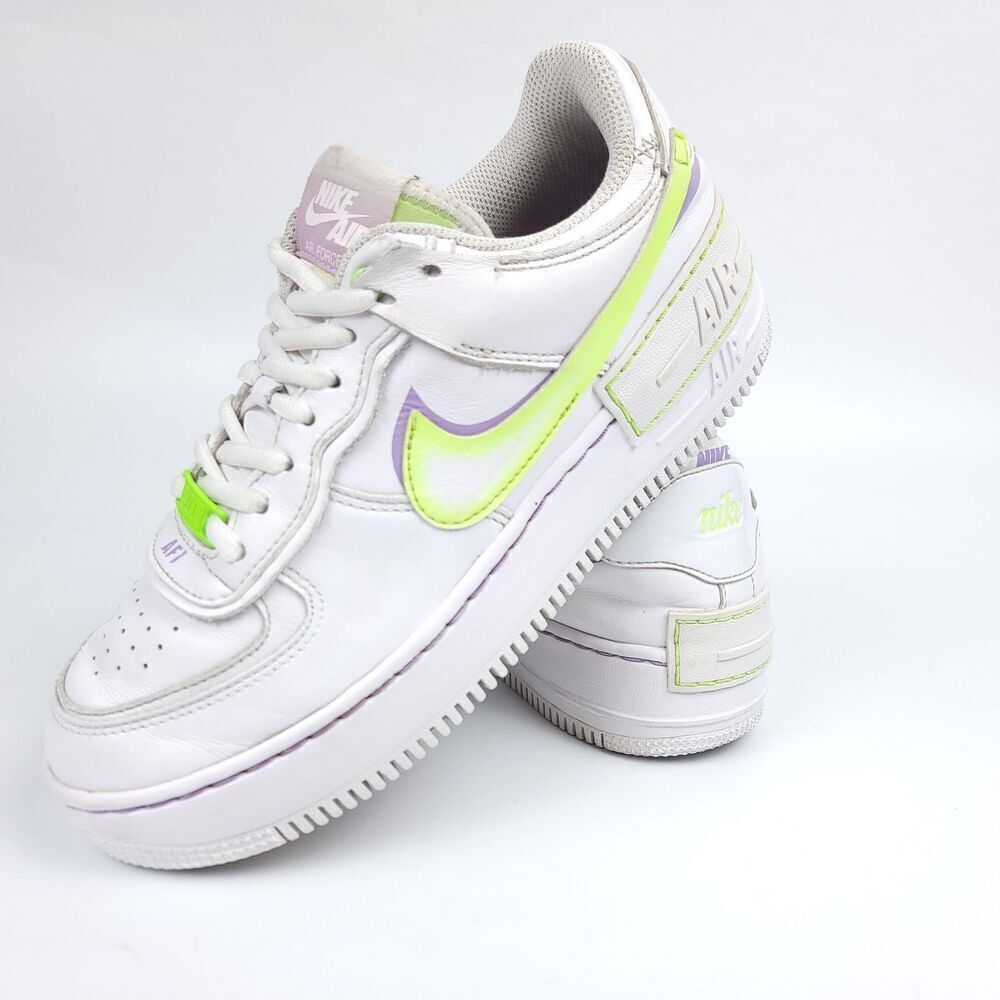 Nike Air Force 1 White Violet Shock Wild Berry Sneakers Training Shoe Womens 7.5 - Picture 5 of 9